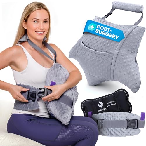 Zomaple Recovery Hysterectomy Pillow with Strap, Gel Pack & Lumbar Support – Post Abdominal Surgery Must Haves – Ideal for C-Section, Laparoscopic & Hernia Healing Comfort