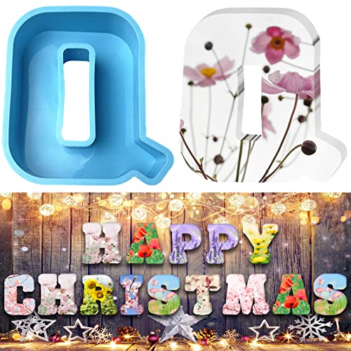 Moldes de silicona con alfabeto 3D moldes epoxi de letras grandes para resina de moldes de letras de fundición moldes de chocolate para cumpleaños, bodas, fiestas, Navidad, manualidades, adornos Cover