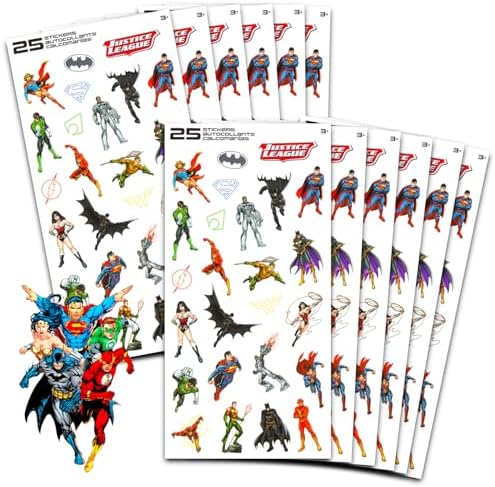 Justice League Stickers Party Favors for Boys & Girls 12 Pack Bundle image 3