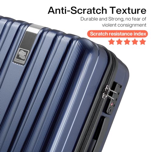 Image of Hanke Luggage Sets 2 piece Carry On Luggage with Wheels PC Hard Shell Suitcases Lightweight Checked Travel Luggage Large Travel Suitcase Woman Men 20 /29 Inch(Dark Blue)