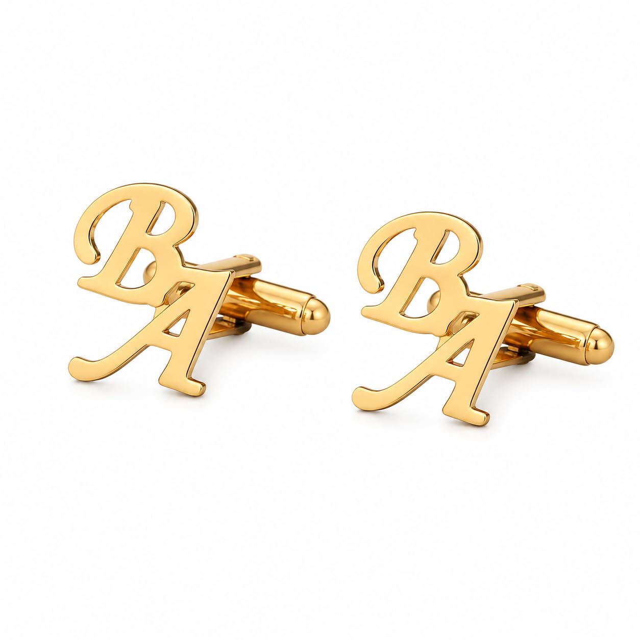 Personalized Initials Cufflinks for Men, Custom Monogram Letter Cuff Links, Gold Plated Wedding Groom Shirt Accessories, Anniversary & Corporate Gift-image-16