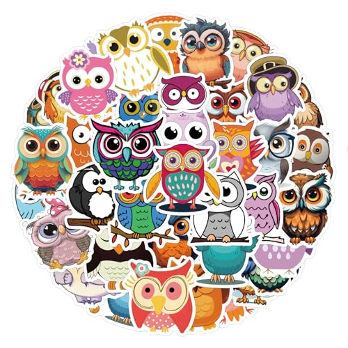 TVIVID Pegatinas Lot de 60 autocollants hiboux pour valise, skateboard, ordinateur portable, bagages, téléphone, voiture