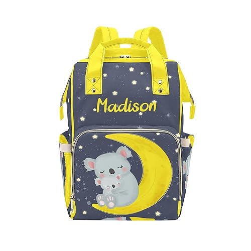 Miniatura 8 de Koala Bear - Mochila de pañales personalizada con diseño de lunares azules con nombre, mochila de viaje personalizada para mamá