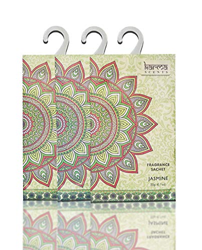 Karma Scents Premium Scented Sachets For Drawers, Closets And Cars, Lovely Fresh Fragrance, Lot Of 18 Bags, Contains 6 Great Smelling Flavors,Vanilla,Sandalwood,Jasmine,Lavender,Patchouli,And Rose #TOP6