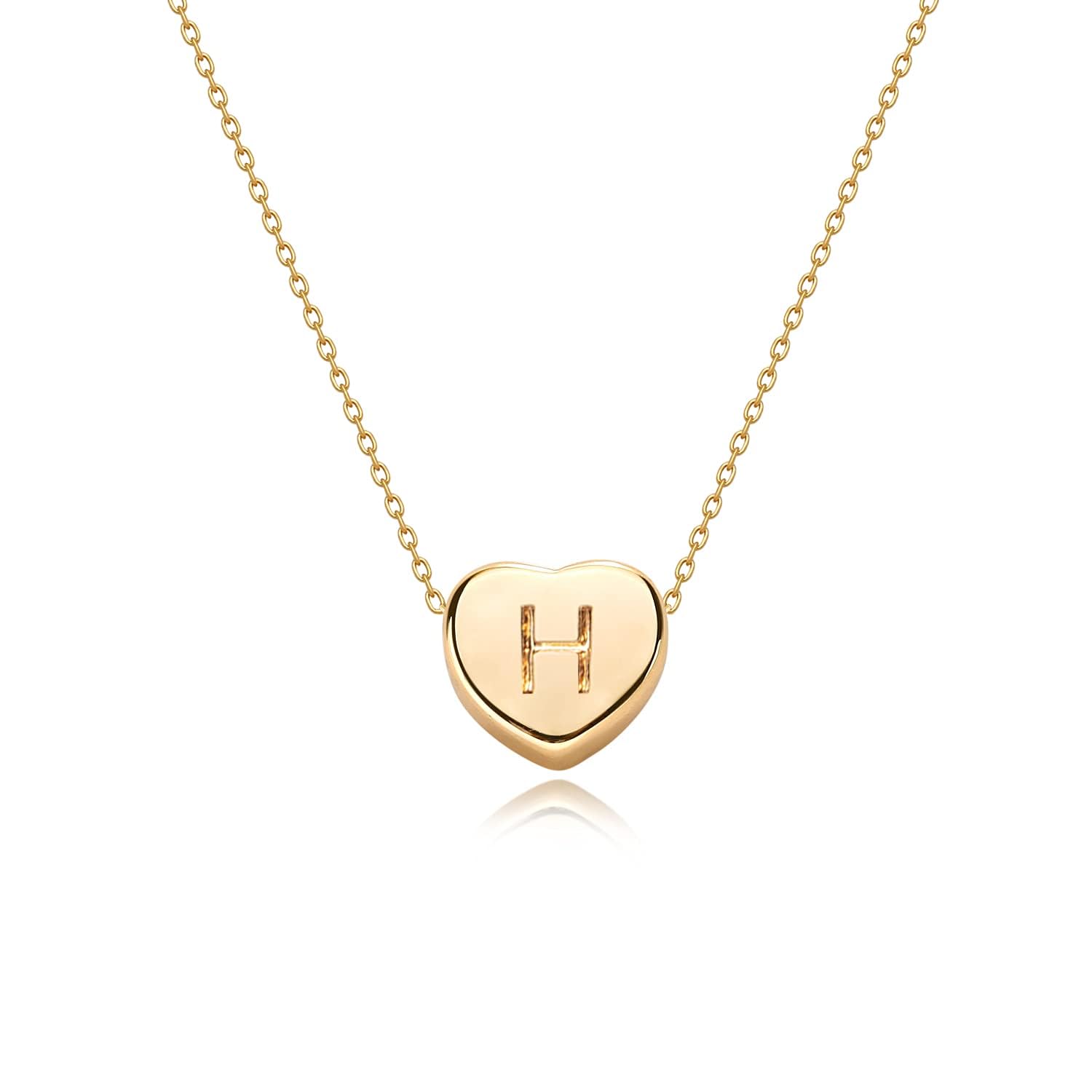 Tiny Gold Initial Heart Necklace-14K Gold Plated Handmade Dainty Letter Heart Necklace for Women Necklace Jewelry
