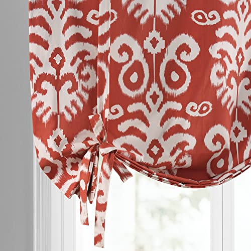 Image of HPD Half Price Drapes Room Darkening Tie Up Curtains 46 X 63 Inch Srilanka Printed Cotton Window Roll Up Balloon Curtain for Living Room, Kitchen PRTW-TUD38B-63 (1 Panel), Srilanka Rust