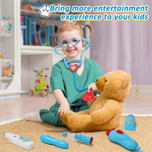 Image of Liberry Doctor Kit Toy for Toddlers 3 4 5 6 Years Old, Blue | Kids Doctor Playset with Dog Toy, Stethoscope and Dress Up Costume, Pretend Play Medical Bag, Boys Girls Birthday Gift