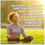 Vitamin D3 K2 Tabletten -200 Tabletten - Vitamin D Hochdosiert 20000 IE + 200µg Vitamin K2-Mk7 - D3 K2 Depot - Vegetarisch - Hochdosiert