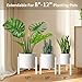 IZIDDO Adjustable Plant Stand Indoor, White Metal Planter Stands Outdoor, Mid Century Modern Plant Holder, Fit 8 10 12 inch Pots, Single Floor Plant Stands for Indoor Plants (Pot&Plant Not Included)