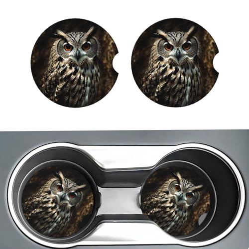 Portavasos para carro juego 2 cerámicos búho miniatura 1