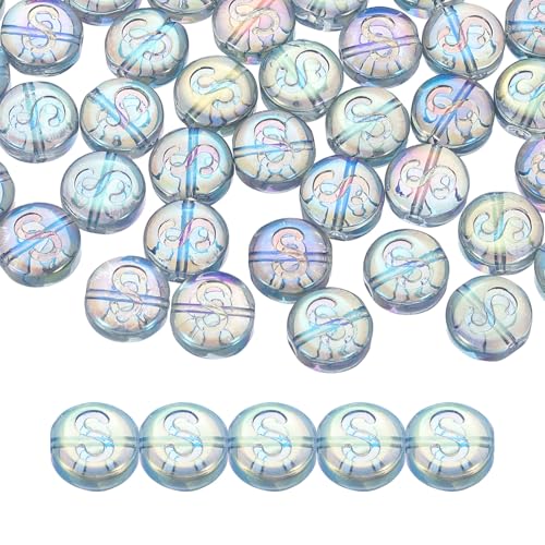 Perles alphabet S en verre bleu vert 10 mm de qualité pour bijoux DIY - 2