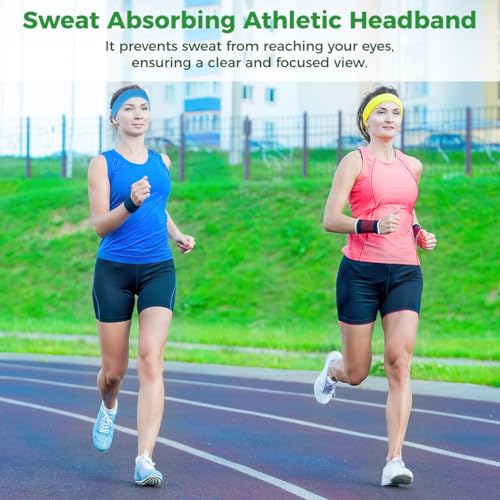21-Piece Colorful Sports Headbands, Sweat-Absorbing Athletic Bands for Running, Yoga, Basketball, Hiking, Unisex, High-Stretch Design2