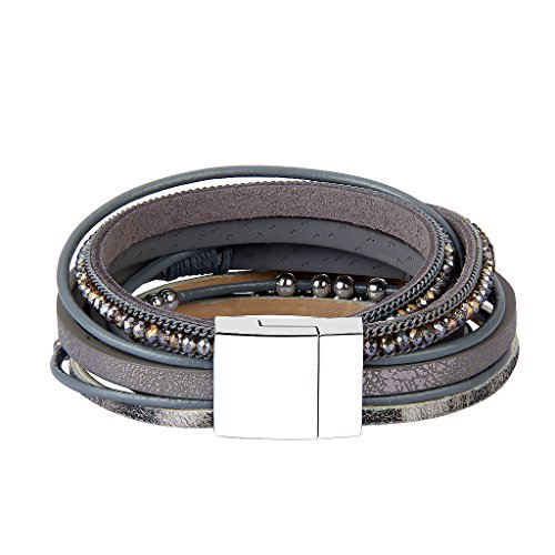 Azora Womens Leather Wrap Bracelet Handmade Stacking Cuff Bracelets For Women Girls Gift #TOP2