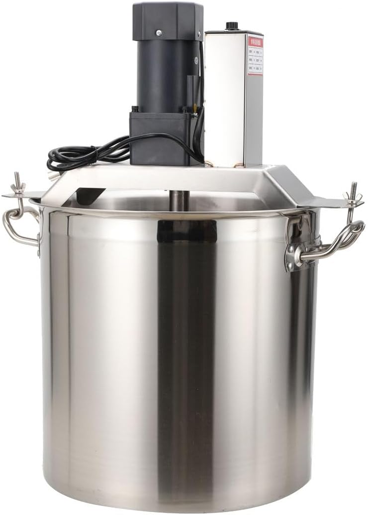 40L Automatic Food Mixer 110V 180W Stainless Steel Food Mixer Hot Pot Seasoning Bottom Soup Sauce Stirrer Frying Machine, One-button start, Adjustable stirring speed, Adjustable mixing scraper