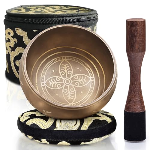 Silent Mind Tibetan Singing Bowl Set – Easy to Play & Beginner Friendly Meditation Bowl with Cushion, Mallet & Case | Stress Relief & Mindfulness | Gift-Ready