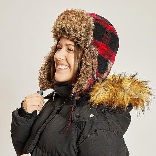 Image of Faux Fur Safety Reflective Aviator Trapper Hat Snow Ski Trooper Winter Cap