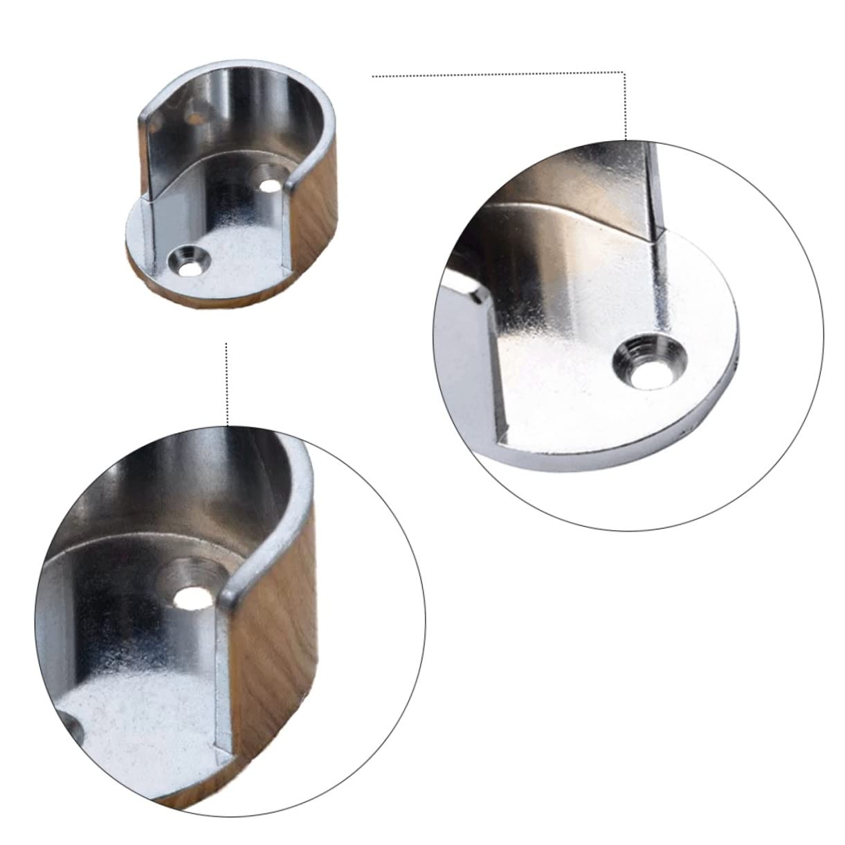 MUCKLILY Closet Pole Socket Zinc Alloy Rod Bracket for Shower and Closet Easy Install Flange Holder Minimalist Design Support for Various Home Decor