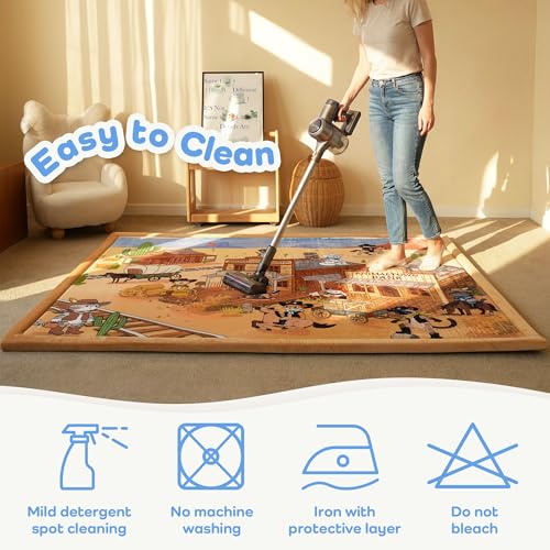 Image of 1.5 inch Thick Baby Floor Play Mat 59x79 Memory Foam Kids Mat(Little Dog) | Padded Mat for Tummy Time Crawling, Non-Slip Plush Playmat for Nursery Playroom Classroom