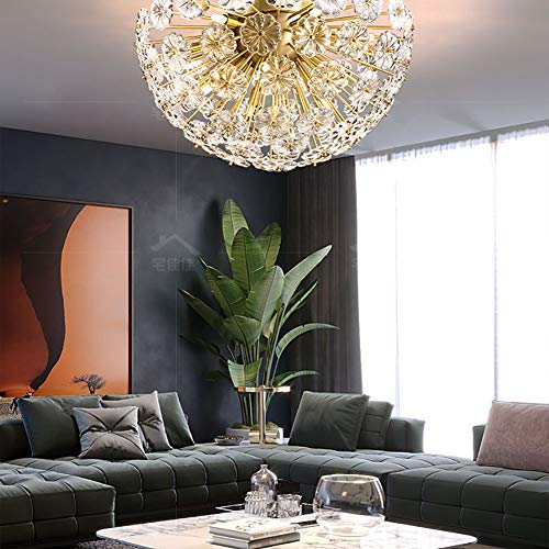 Plafonnier cristal design chic doré de luxe pour salle à manger moderne