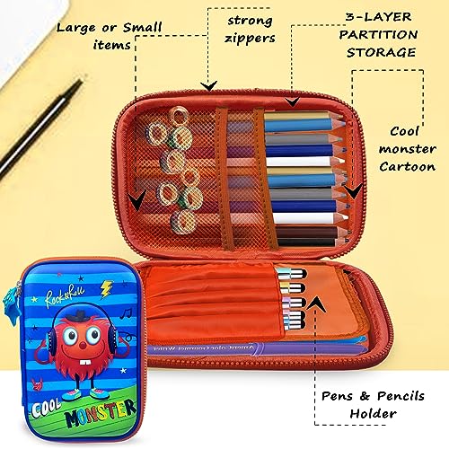 Image of FunBlast Stylish Pencil Pouches for Girls and Boys, Trendy Pencil Box for Kids, Durable Pencil Case for School, Organize Stationery for Girls (Multicolor)