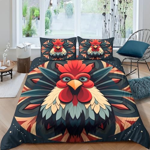 Housse de couette poulet fermeture éclair lit double anti-pli - 2