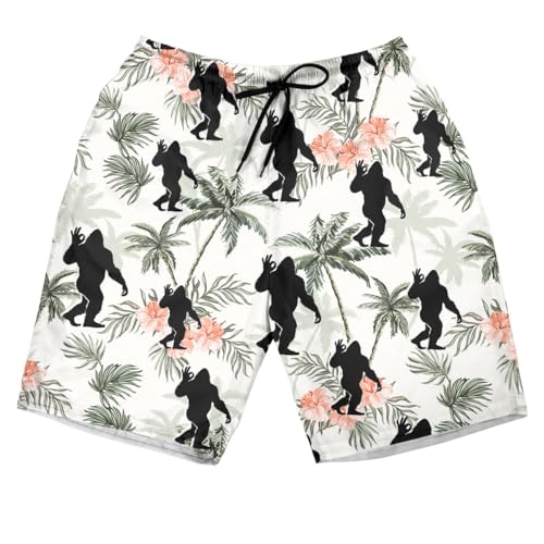 V-DECORPARKS Bigfoot Mens Swim Trunks - Sasquatch Swimming Trunk for Men - Drawstring Beach Shorts, Mens Swim Shorts 25
