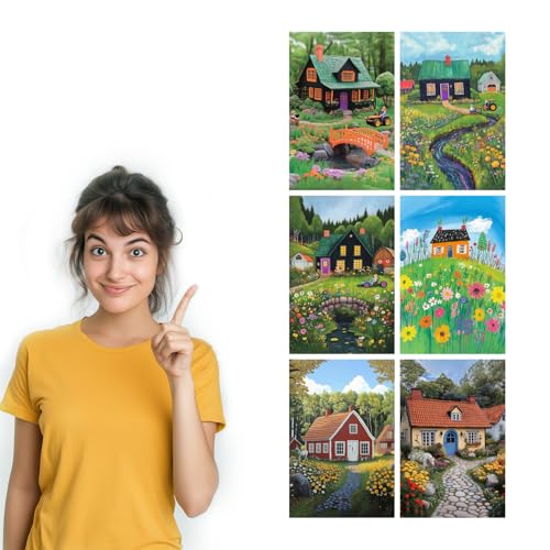 Image of SiddArtify Cottagecore Wall Art Prints Set - Whimsical Farmhouse Poster Decor for Living Room Bedroom - 12x18 inch Sticker Pack of 6
