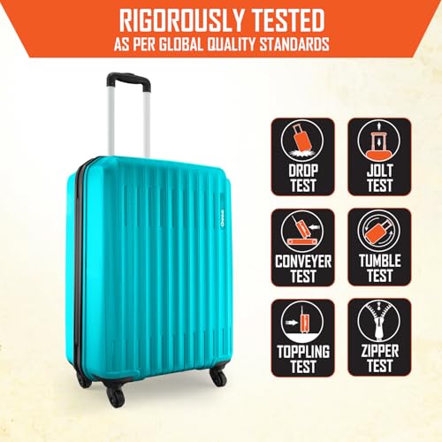 Image of Safari Cabin Genius Alley 55cm Trolley Bag Hard Case Polypropylene, 4 Spinner Wheels, 360 Degree Wheeling Carry on Luggage, Travel Bag, Suitcase for Travel, Trolley Bags for Travel, Scuba Blue