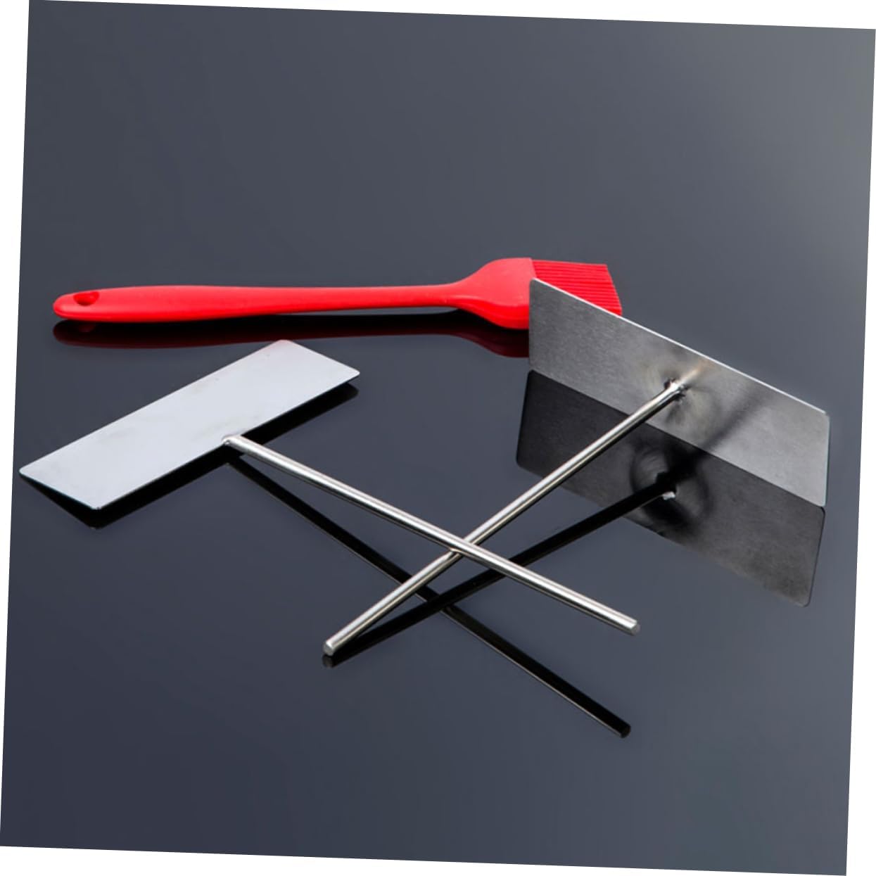 PRETYZOOM 2pcs Stainless Steel Pancake Rake Crepe Spreader for Flipping Spreading Easy to Use Cooking Utensil