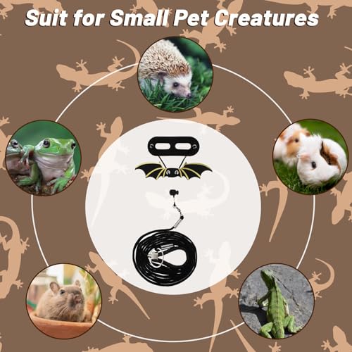 Image of Bearded Dragon Leash and Harness Set, Adjustable Bearded Dragon Harness with 3 Size(S, M, L), Soft Lizard Reptile Leash with Gold Black Wing for BeardedDragon Lizard Reptiles
