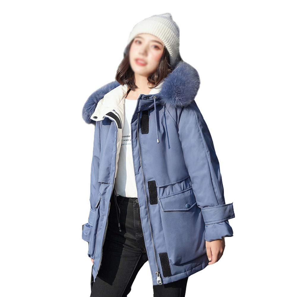 YRF Jacket Parker Coat Outwear Winter Womens Fur Hooded Inadequate Thickede Waist Depressed (Color : White, Size : M)