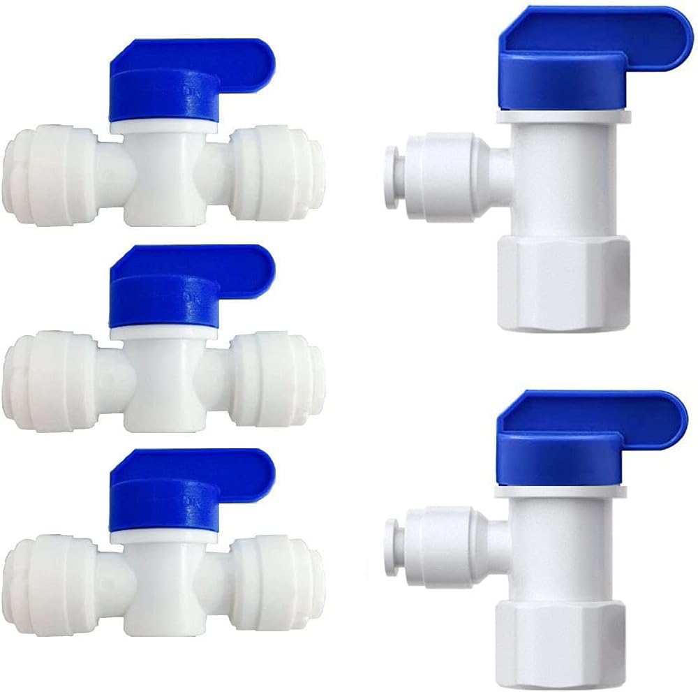 Amazon.co.jp Neeshow インラインシャットオフボールバルブ 水貯蔵タンクボールバルブ 1/4インチ ODチューブ&ホース