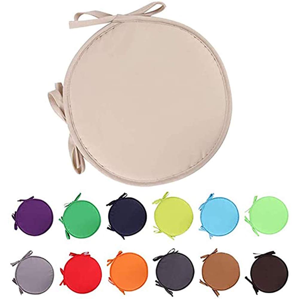 RAILONCH Indoor/Outdoor Chair Pads Round Seat Cushions Garden Patio Home Cushions - Diameter 38cm (2pcs,Beige)