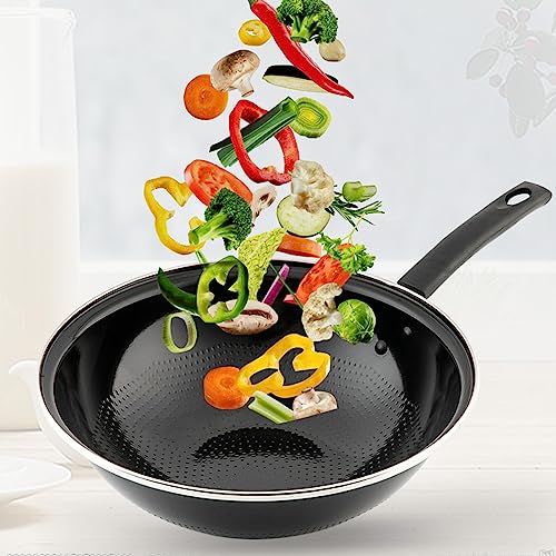 Wok de acero al carbono 34cm fondo redondo tradicional miniatura 3