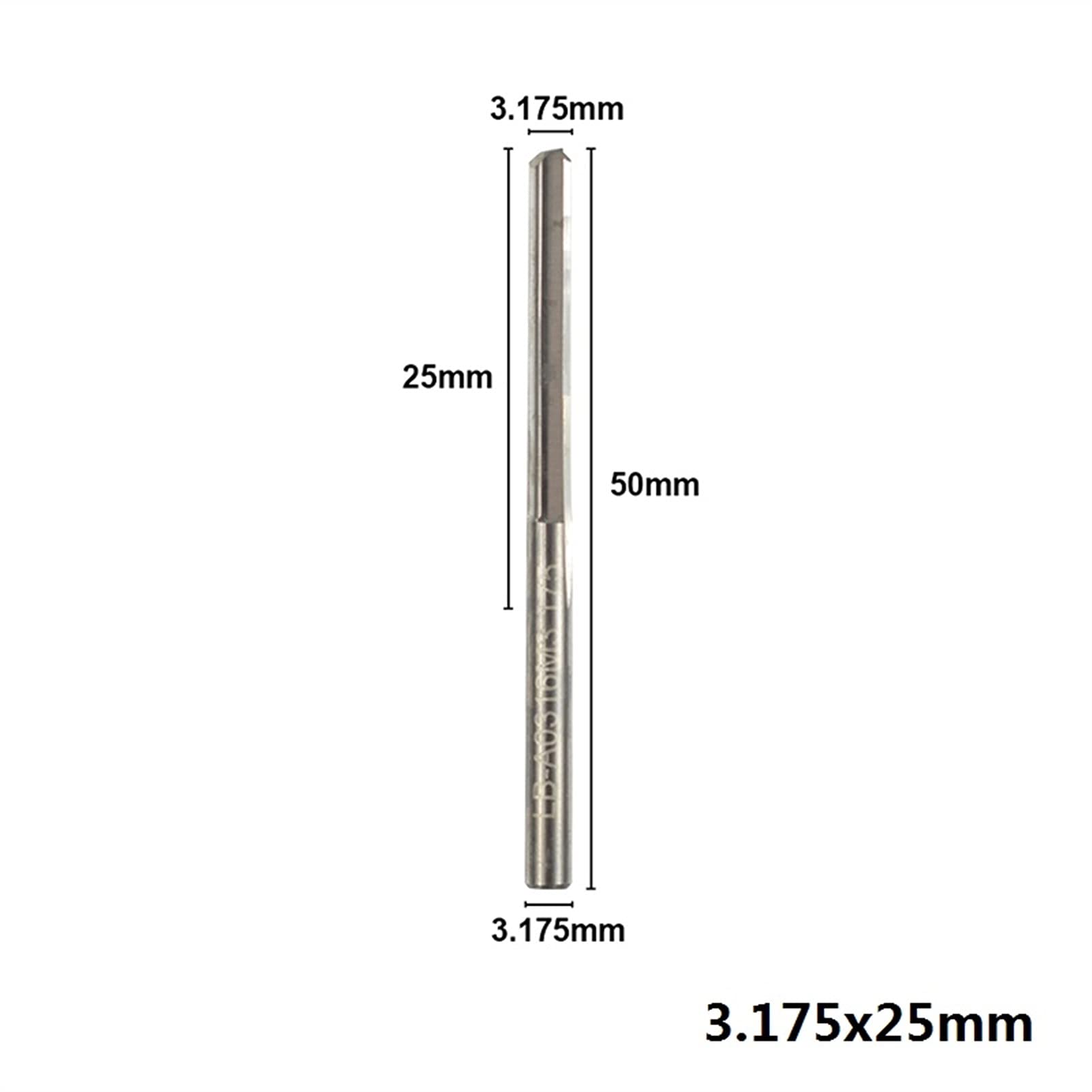 2 Flety Frezowanie Cutter CNC Router Bit Grawerowania 10PC 3.175mm Shank do drewna z tworzywa sztucznego Carbide End Mill Frezy trzpieniowe JIYAMI'EN EL (Size : 10pcs 3.175x25mm)