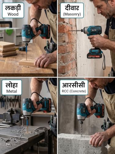 Image of KAITO 21V Brushless Impact Driver Kit | 1 /4 inch Hex, 3800 RPM, High Torque Cordless Screwdriver | 2 Li-Ion Batteries + Charger | Heavy Duty for Wood, Metal & Construction Work