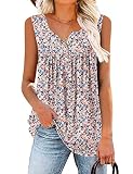 Womens Top Sleeveless V Neck Tank Tops Flowy Loose Fit Tye Dyed Purple T-Shirts XXL