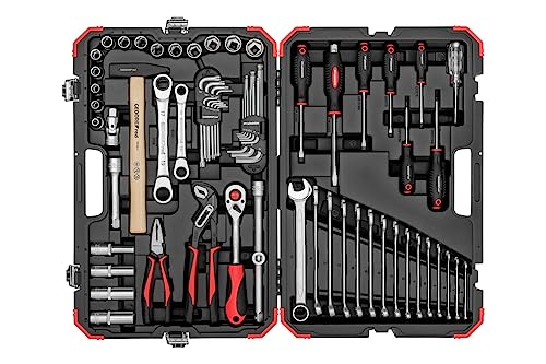 GEDORE red Steckschlüsselsatz, 69-teilig, Mit Umschaltknarre, Ratsche, Steckschlüssel, Hammer, Ringmaulschlüssel, Zangen und Schraubendreher