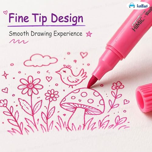 Image of FunBlast Washable Watercolor Pens Set - Pack of 18 Pcs; Colouring Kit Art Markers Colour Sketch Pens Set Kids Artists Sketching Drawing Materials Craft Supplies Return Gift