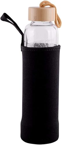 Miniatura 5 de Botella de agua de cristal de cuarzo con tapa de bambú, botella de agua de cristal natural para hacer agua curativa con infusión de piedras