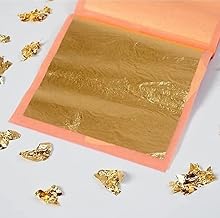 GSWC Leaf 24k Edible Gold Vark Size (75MM"x50MM") | 2x3 Inch pack of 5 Gold Leaf Sheets For Sweets Cake Confitionary Ice Creams Anti Aging Spa (5)