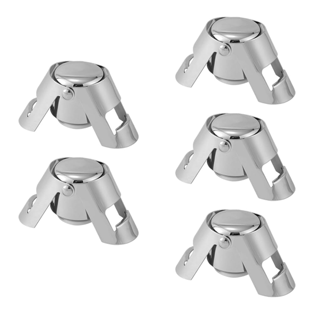 CTRLZS Stainless Steel Wine Stopper, Sealing Cap for Champagne and Sparkling Beverages, 5PC Sealing Bottle Cap