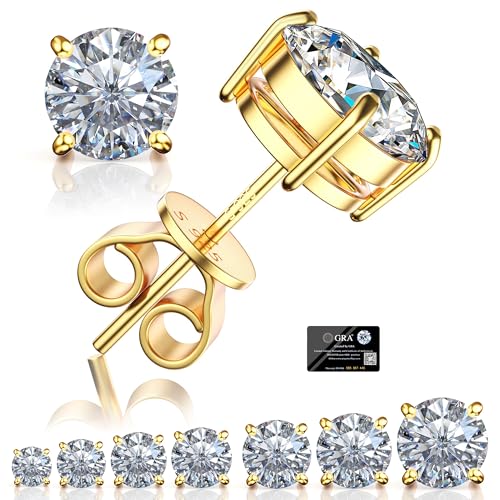 Moissanite Stud Earrings for Women Men,0.3ct-3.0CT 18K...