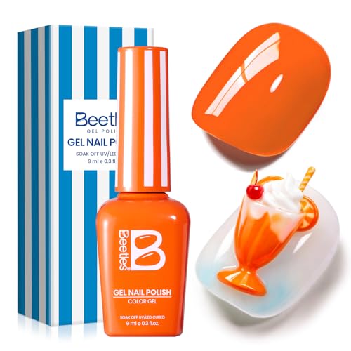 Image of beetles Orange Gel Polish - Citrus Pop Summer Voyage, 9ml Carly Coral Peach Bright Orange Color Summer Nails Soak Off UV LED Nail Lamp Gel Polish Nail Art DIY Manicure