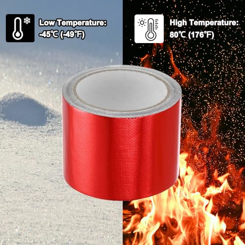 Image of PATIKIL Awning Repair Tape 3-1 /8 inch x 26ft Waterproof Canvas Tape High Adhesive Tear Repair Patch Kit for PVC Tarpaulin Tent Awning Fabric RV Sail Boat Cover, Red