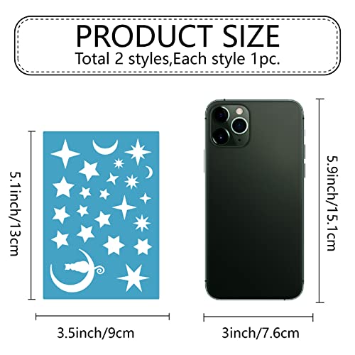 GORGECRAFT 2 Styles Jewelry Shape Template Earring Stencils Reusable Stars Moon Phase Cats Round Cutouts Cutting Stencil Templates for Drawing Earrings Favors Necklace Making Accessories 5X3.5 - Image 2