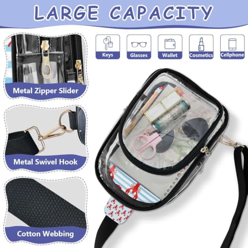 Mochila transparente compacta linqin de 10.2" con rayas azules para viajes 4