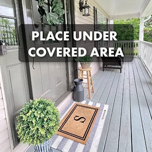 Miniatura 7 de COCO MATS 'N MORE Tapete de coco monograma de 14 pulgadas de largo x 22 pulgadas de ancho x 0.6 pulgadas de grosor, color negro, con doble borde,