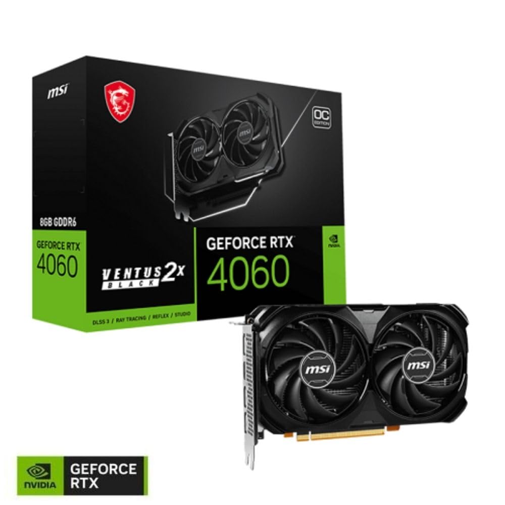 MSI GeForce RTX 4060 VENTUS 2X BLACK 8G OC GDDR6 128Bit DX12 DLSS