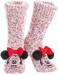 Disney Fluffy Slipper Socks for Women, Minnie Mickey Stitch Gifts